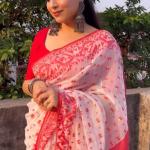 Skin Print Reshom Silk Sharee