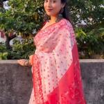 Skin Print Reshom Silk Sharee