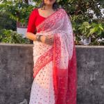 Skin Print Reshom Silk Sharee